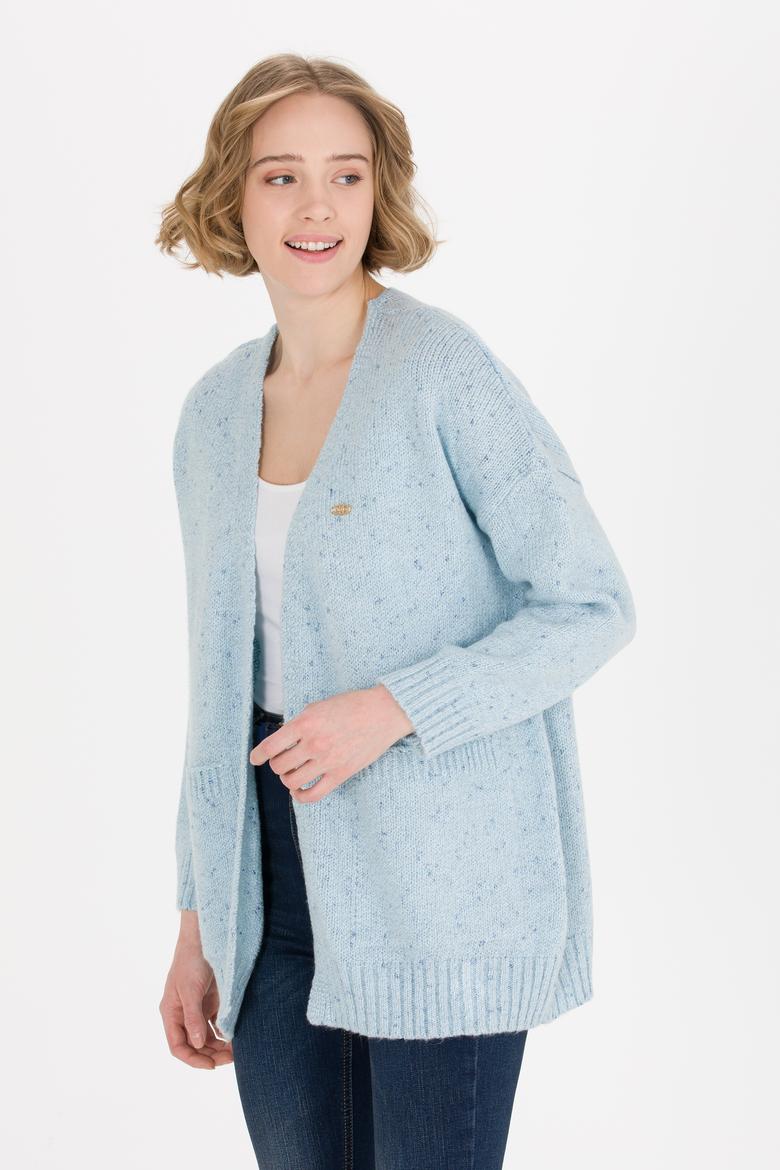 Kadın Mavi Triko Hırka - 50253227014