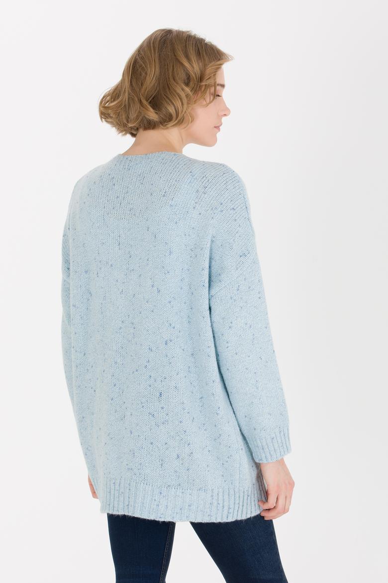 Kadın Mavi Triko Hırka - 50253227014