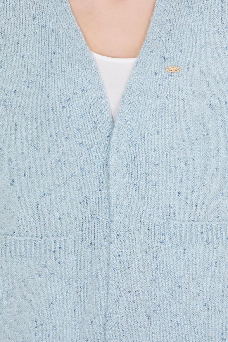 Kadın Mavi Triko Hırka - 50253227014