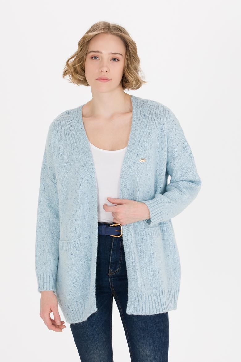 Kadın Mavi Triko Hırka - 50253227014