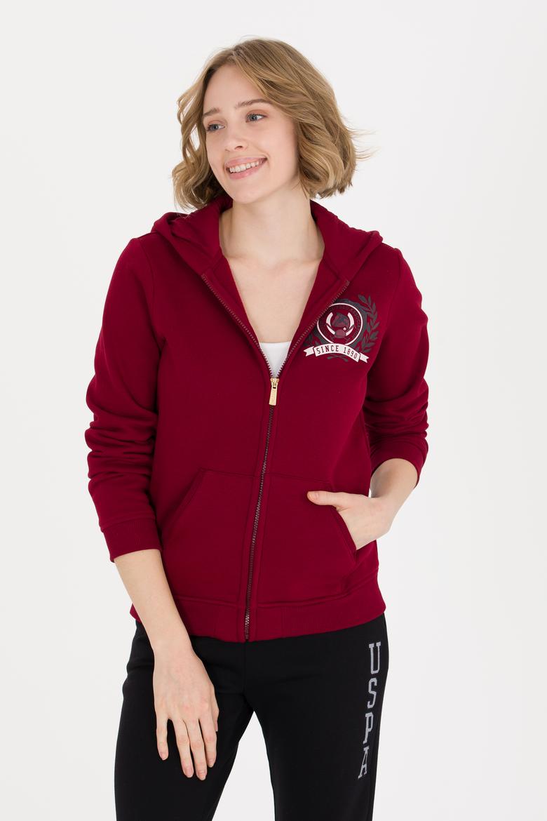 Kadın Vişne Fermuarlı Sweatshirt - 50254401011