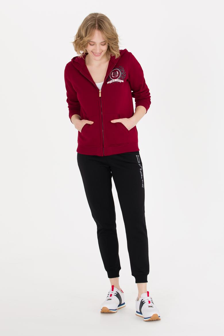 Kadın Vişne Fermuarlı Sweatshirt - 50254401011