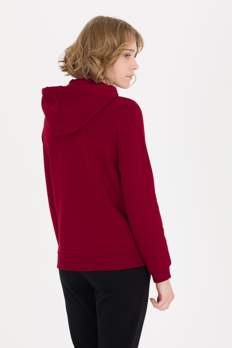 Kadın Vişne Fermuarlı Sweatshirt - 50254401011