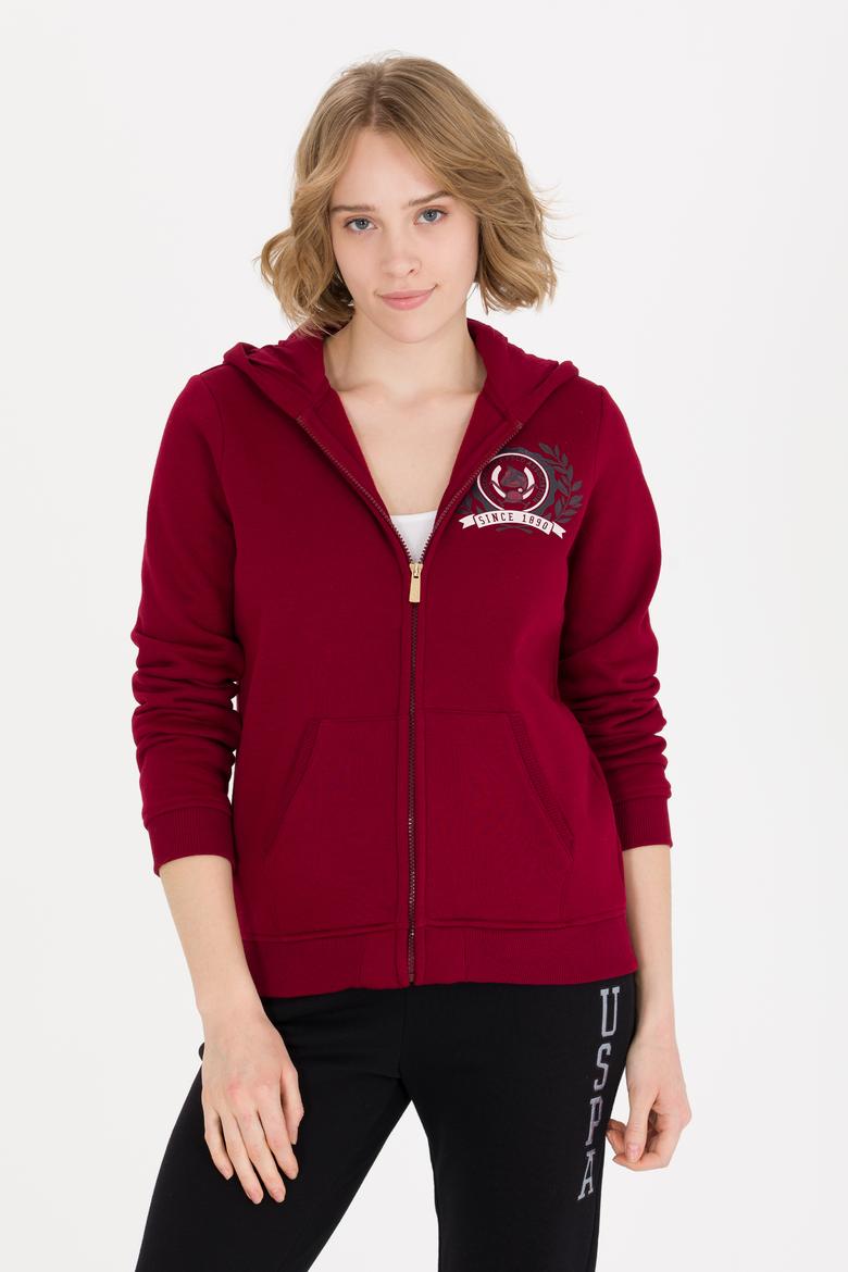 Kadın Vişne Fermuarlı Sweatshirt - 50254401011