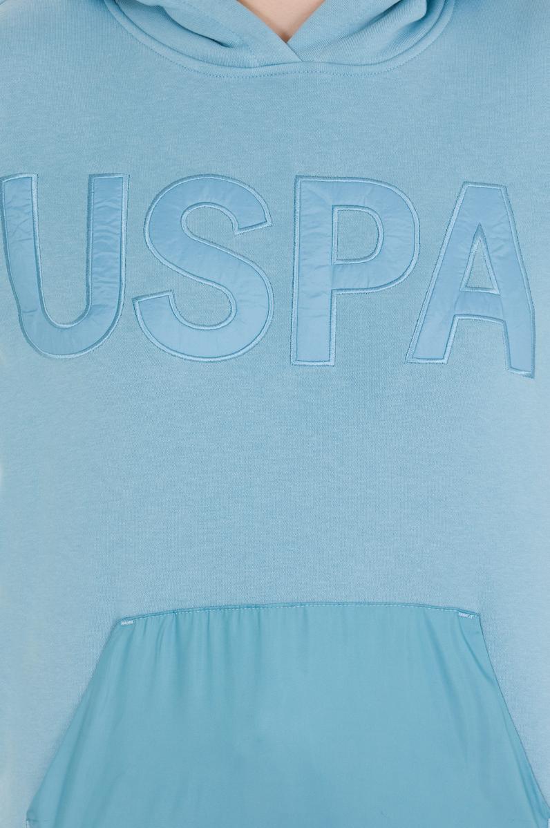 Kadın Mavi Kapüşonlu Sweatshirt