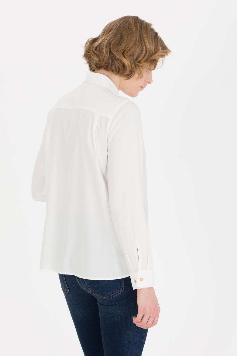 Kadın Ekru Uzun Kollu Gömlek - 50255305035