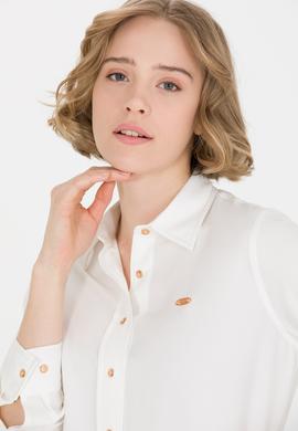 Kadın Ekru Uzun Kollu Gömlek - 50255305035