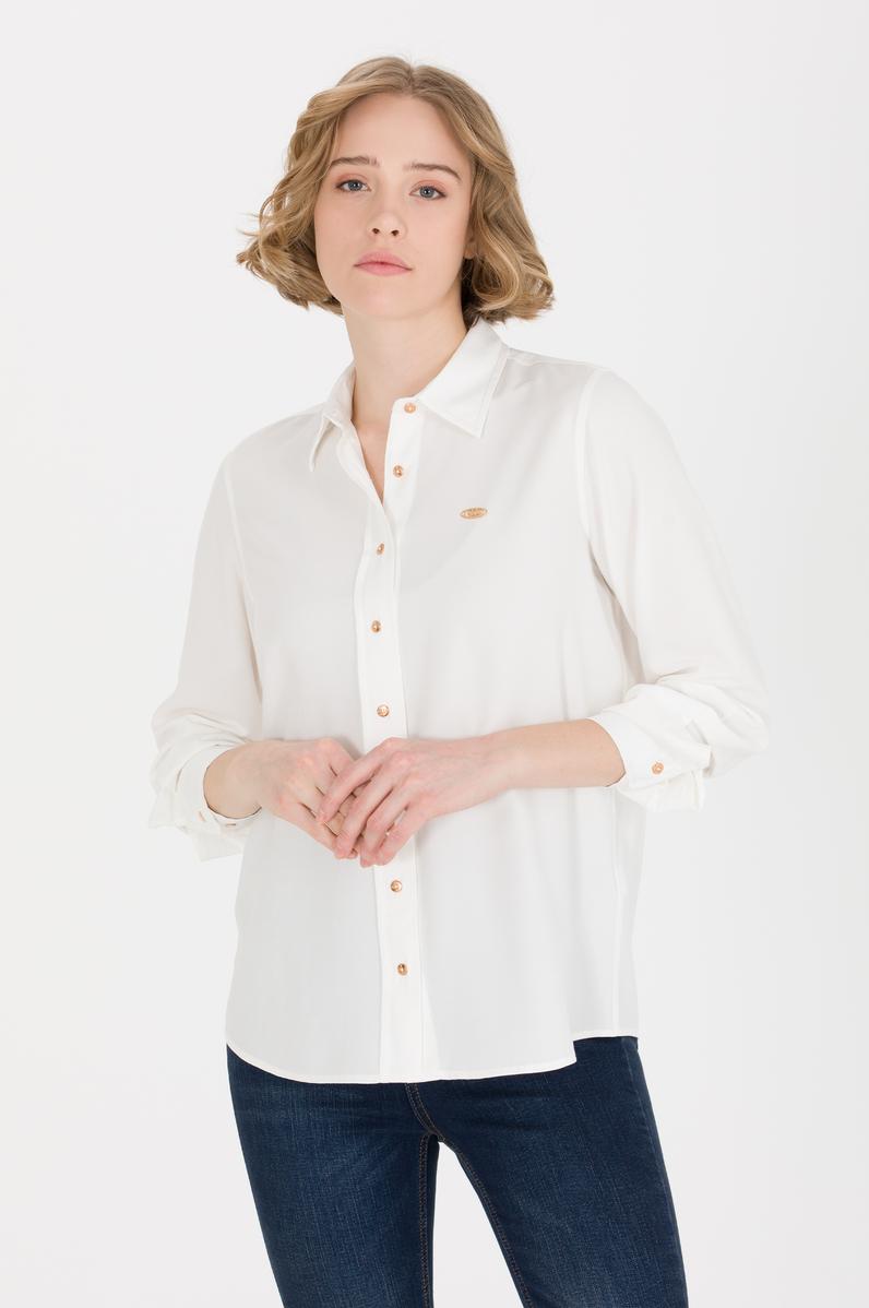 Kadın Ekru Uzun Kollu Gömlek