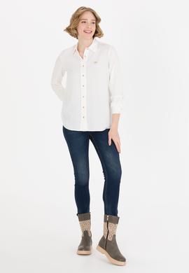 Kadın Ekru Uzun Kollu Gömlek - 50255305035
