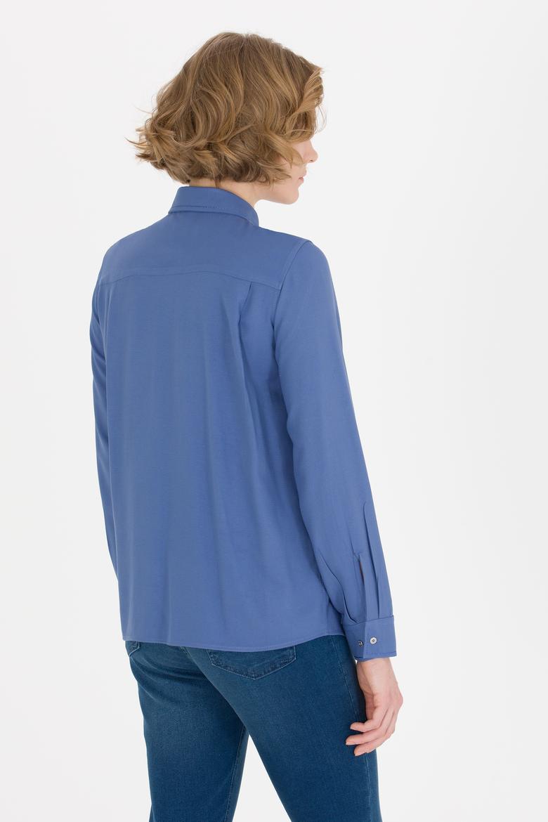 Kadın Lacivert Uzun Kollu Gömlek - 50255305043