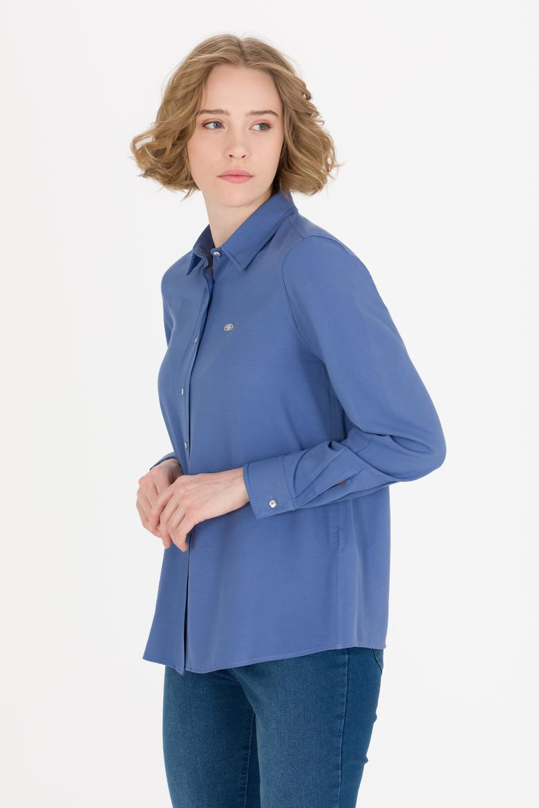 Kadın Lacivert Uzun Kollu Gömlek - 50255305043