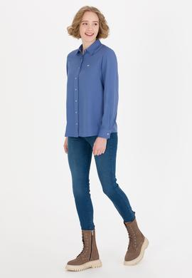 Kadın Lacivert Uzun Kollu Gömlek - 50255305043