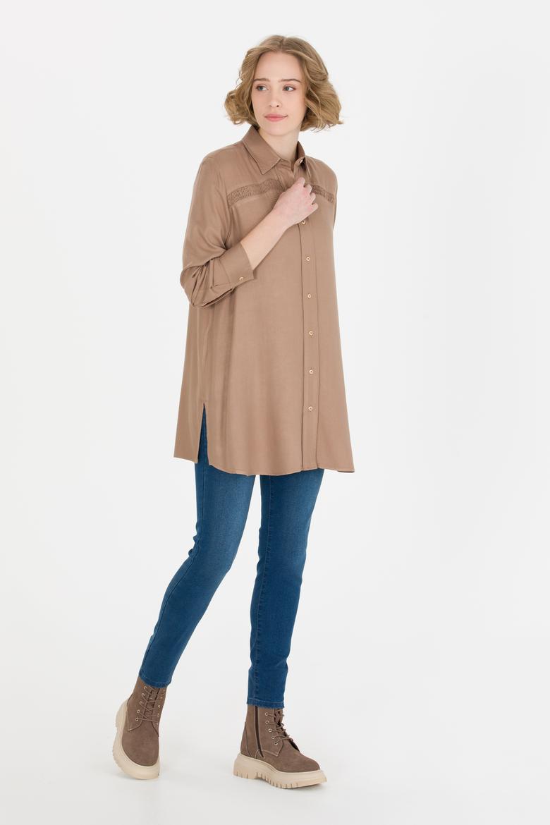 Kadın Camel Uzun Kollu Gömlek - 50254435015