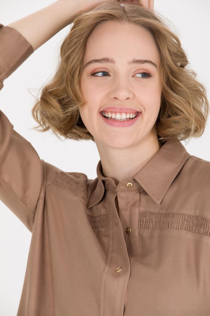 Kadın Camel Uzun Kollu Gömlek