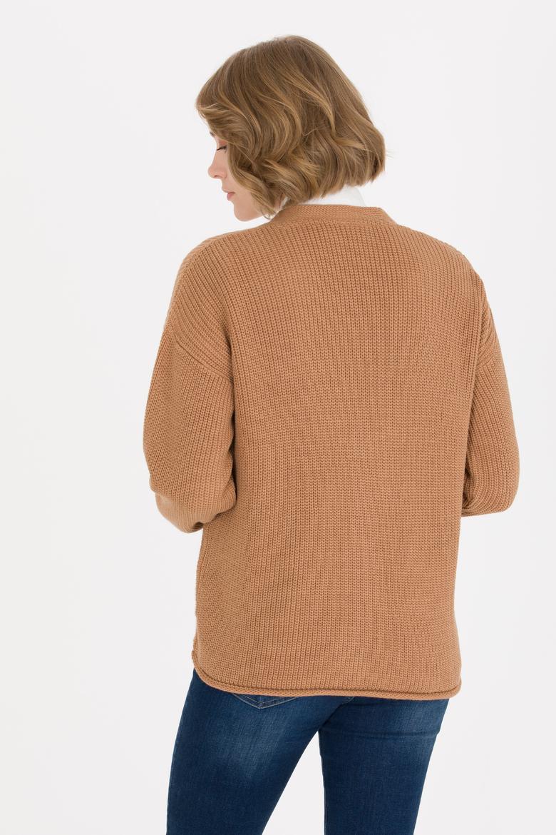 Kadın Camel Melanj Triko Hırka - 50257809034