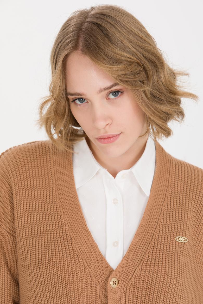 Kadın Camel Melanj Triko Hırka - 50257809034