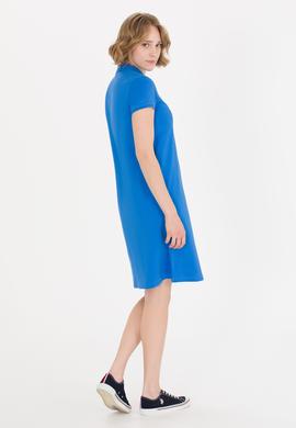 Kadın Saks Polo Yaka Örme Elbise - 50269546037