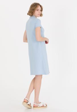 Kadın Açık Mavi Polo Yaka Örme Elbise - 50269546053
