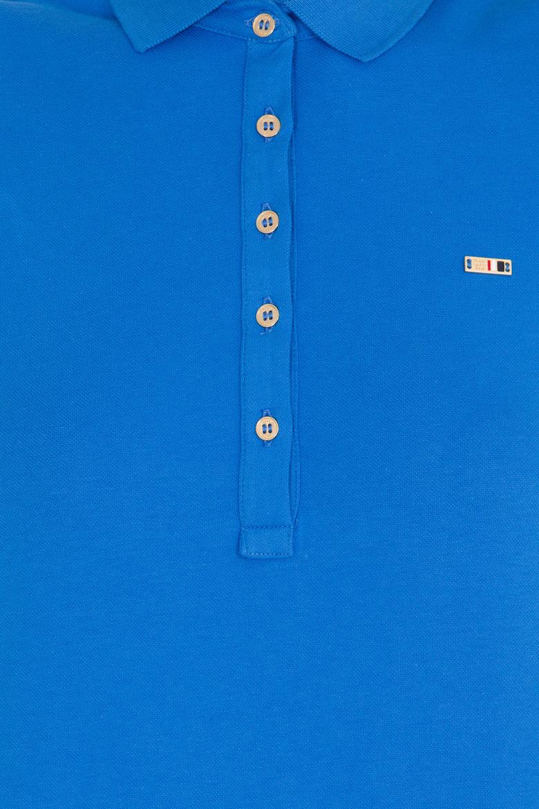 Kadın Saks Polo Yaka Örme Elbise - 50269546037