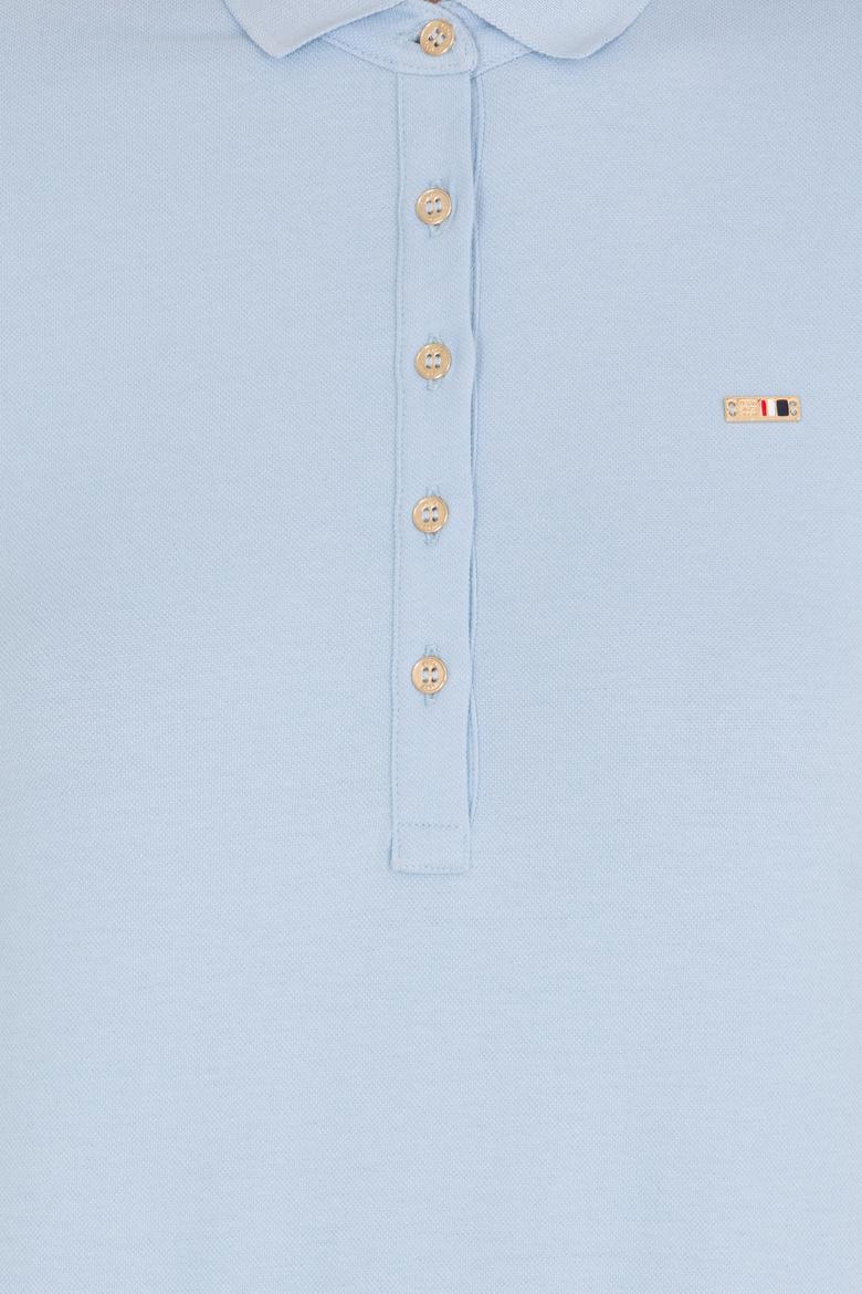 Kadın Açık Mavi Polo Yaka Örme Elbise - 50269546053