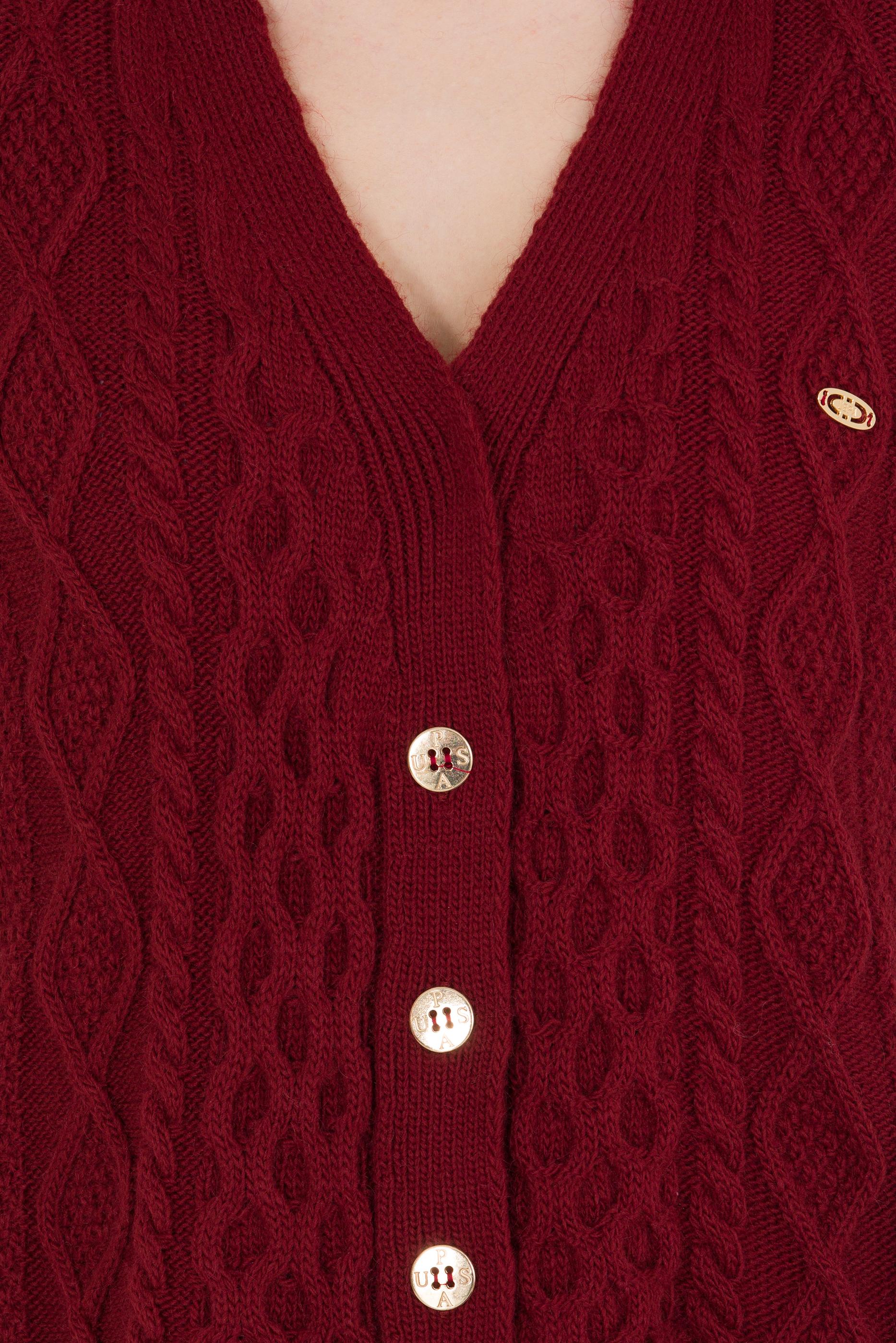 Kadın Vişne Triko Hırka