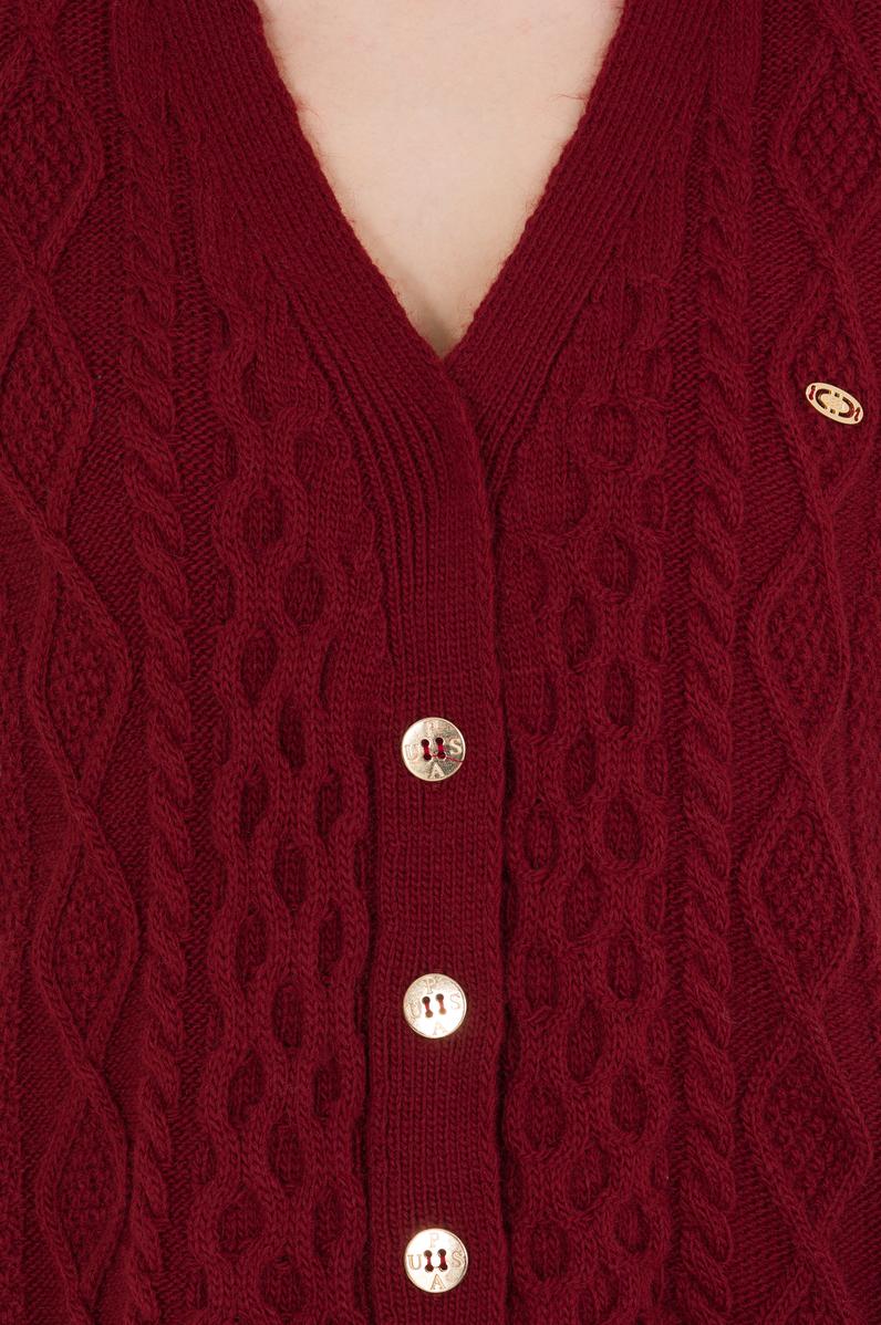 Kadın Vişne Triko Hırka