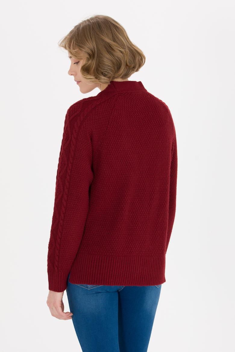 Kadın Vişne Triko Hırka - 50253654013