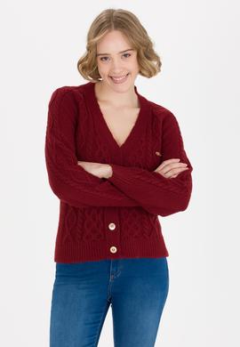 Kadın Vişne Triko Hırka - 50253654013