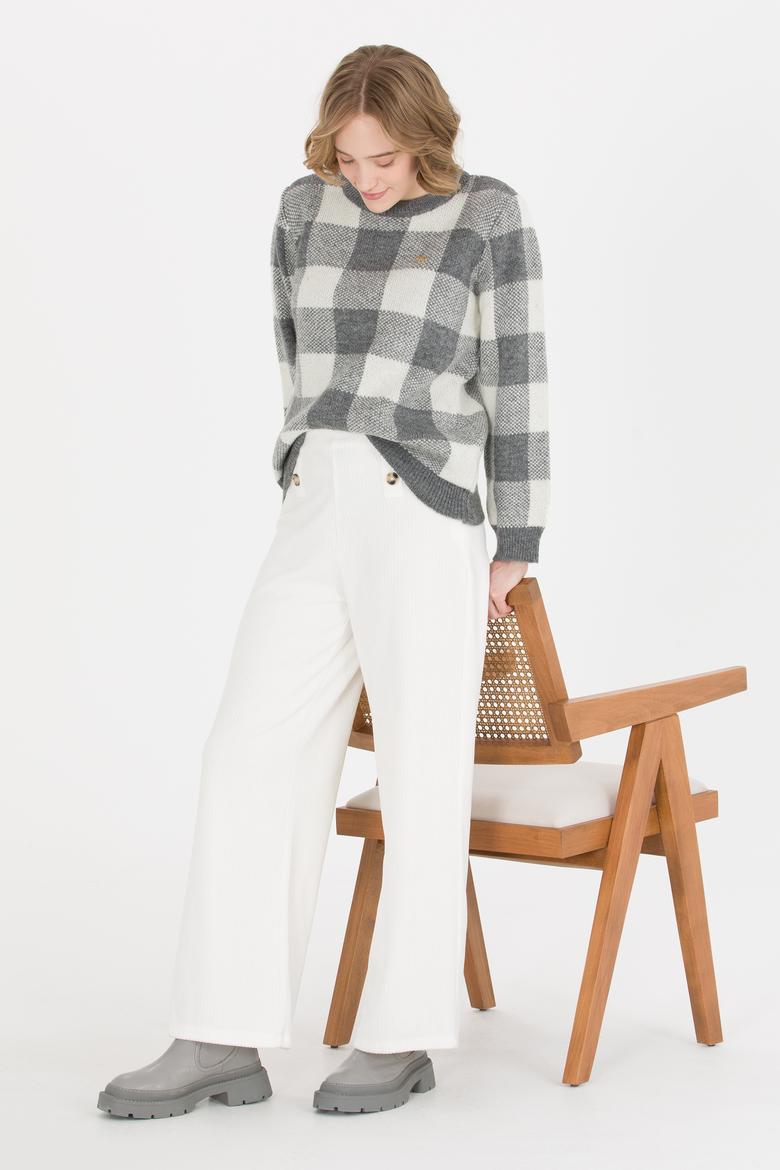 Kadın Ekru Örme Pantolon - 50256500004