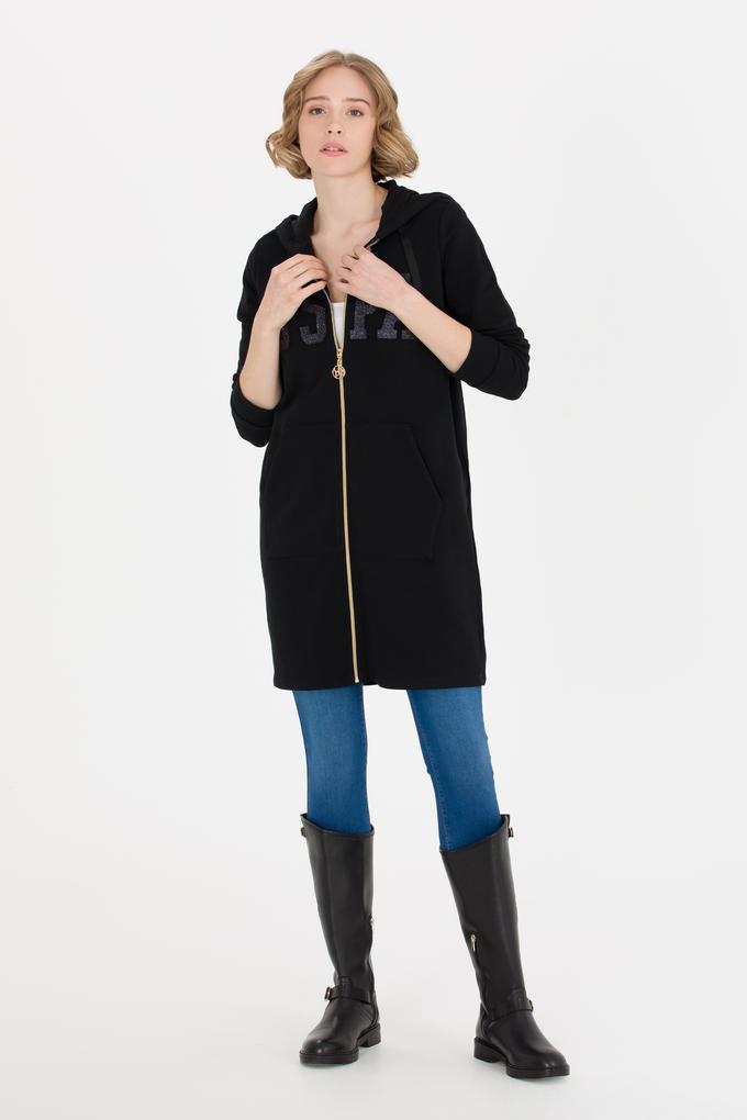 Kadın Siyah Fermuarlı Sweatshirt