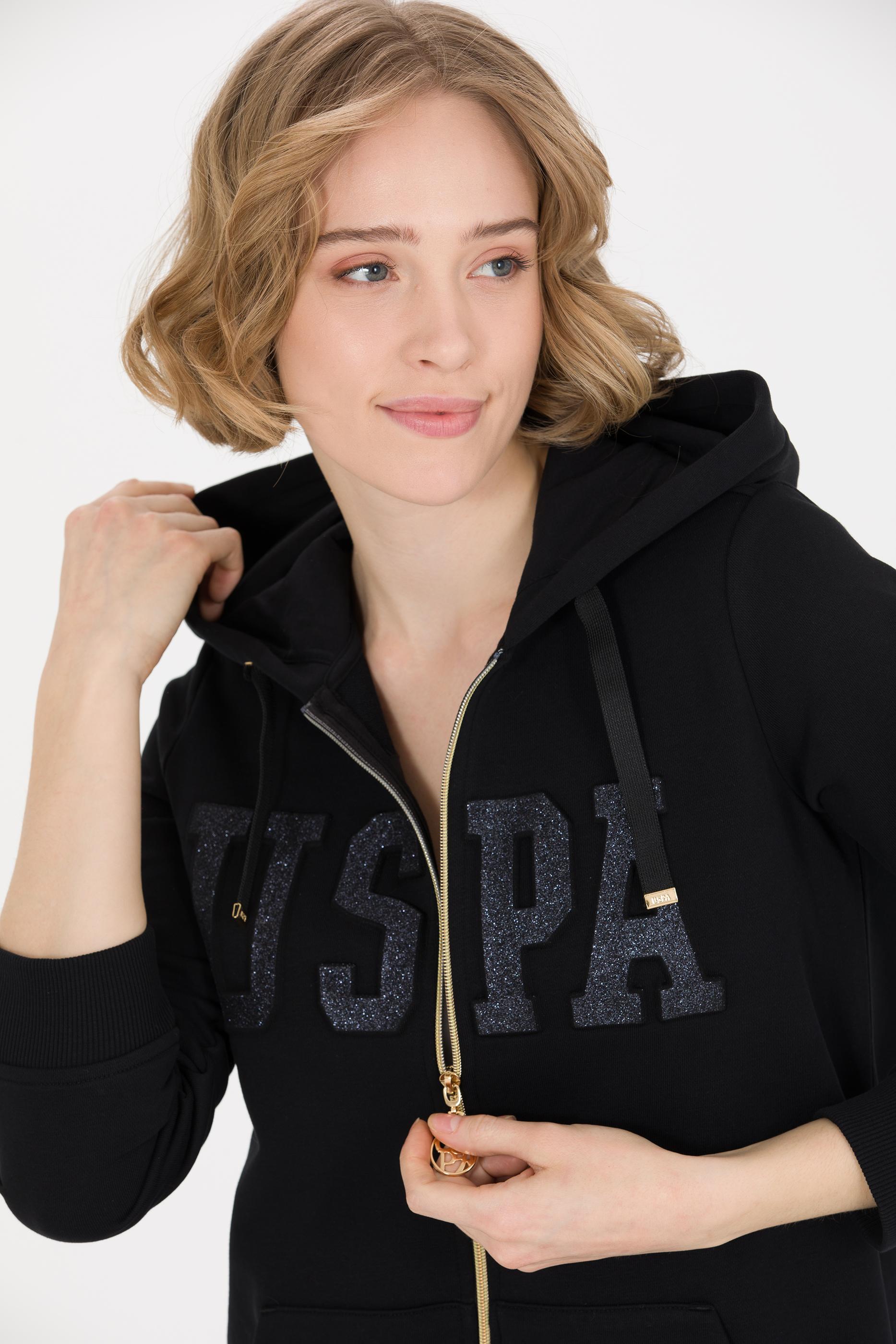 Kadın Siyah Fermuarlı Sweatshirt