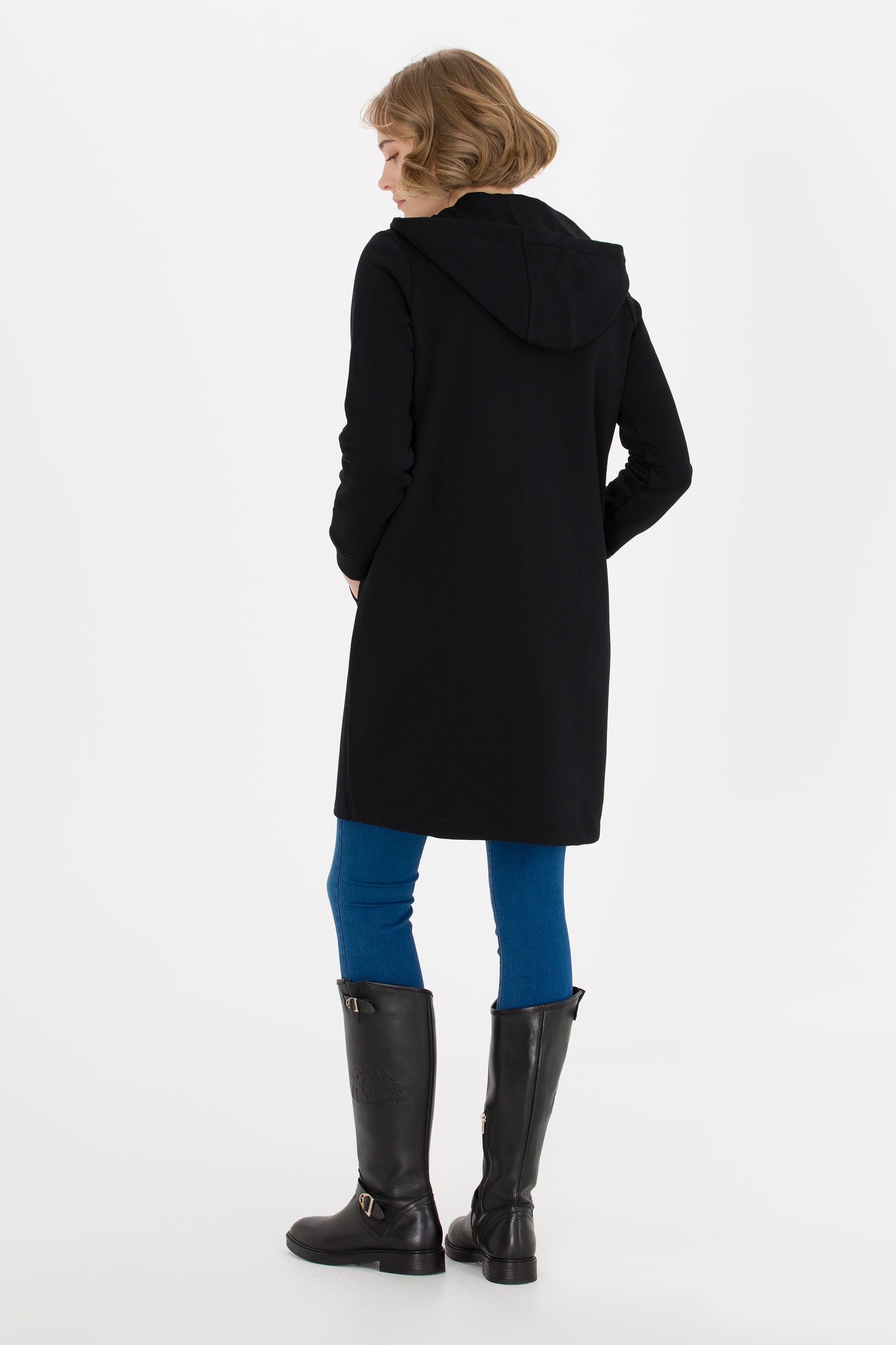 Kadın Siyah Fermuarlı Sweatshirt