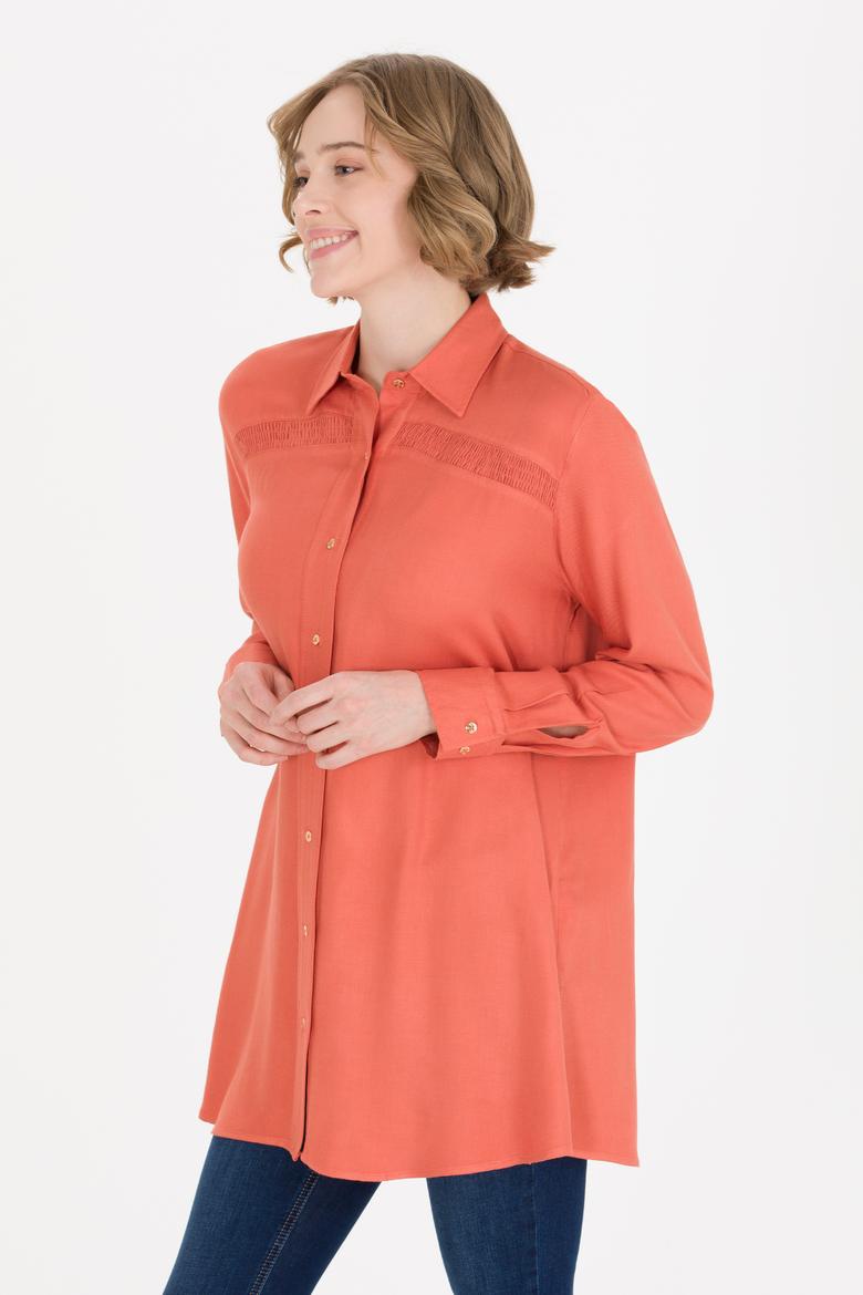 Kadın Kiremit Uzun Kollu Gömlek