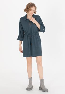 Kadın İndigo Dokuma Elbise - 50253678026