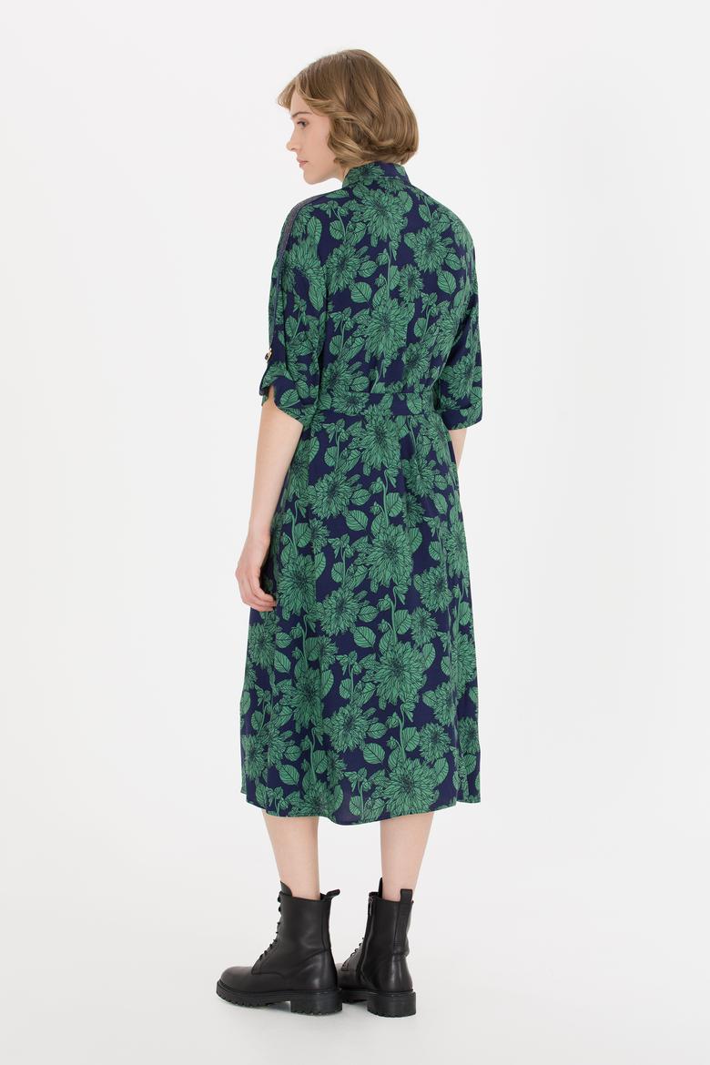 Kadın Lacivert Dokuma Elbise - 50254776013