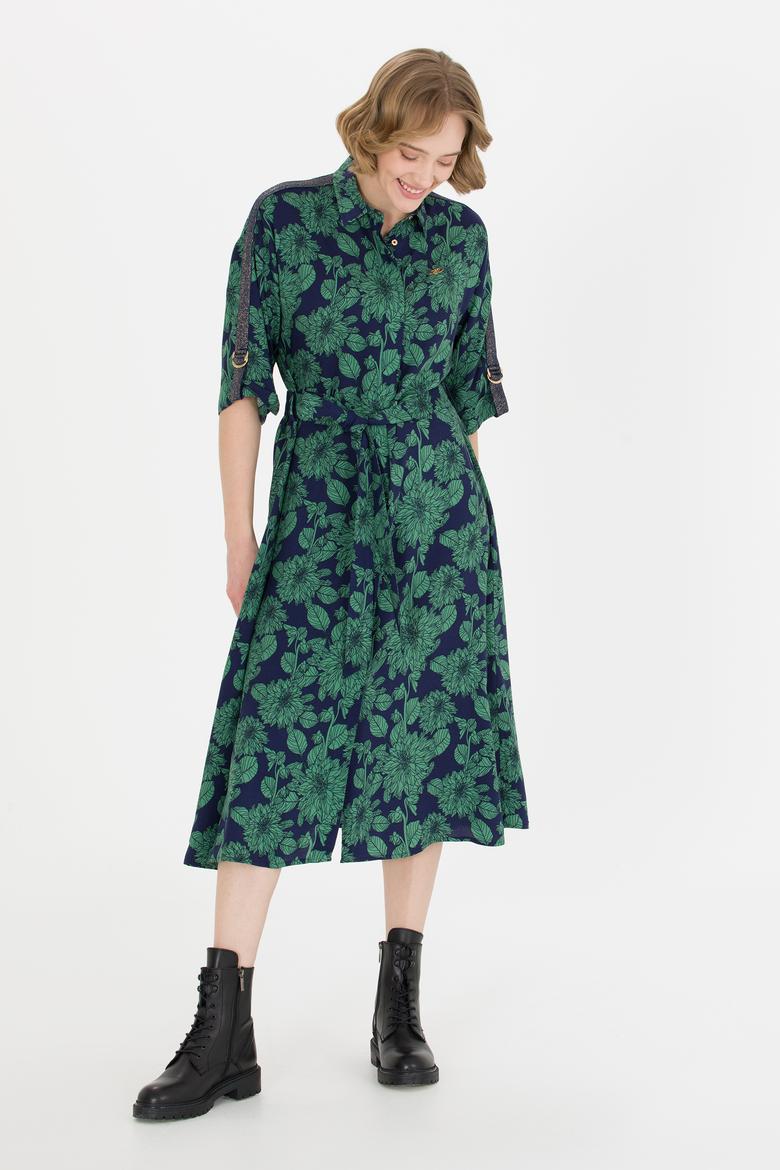 Kadın Lacivert Dokuma Elbise