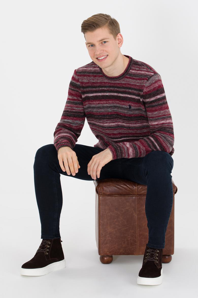 Erkek Vişne Bisiklet Yaka Triko Kazak - 50256682008