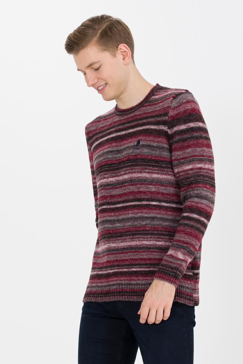 Erkek Vişne Bisiklet Yaka Triko Kazak