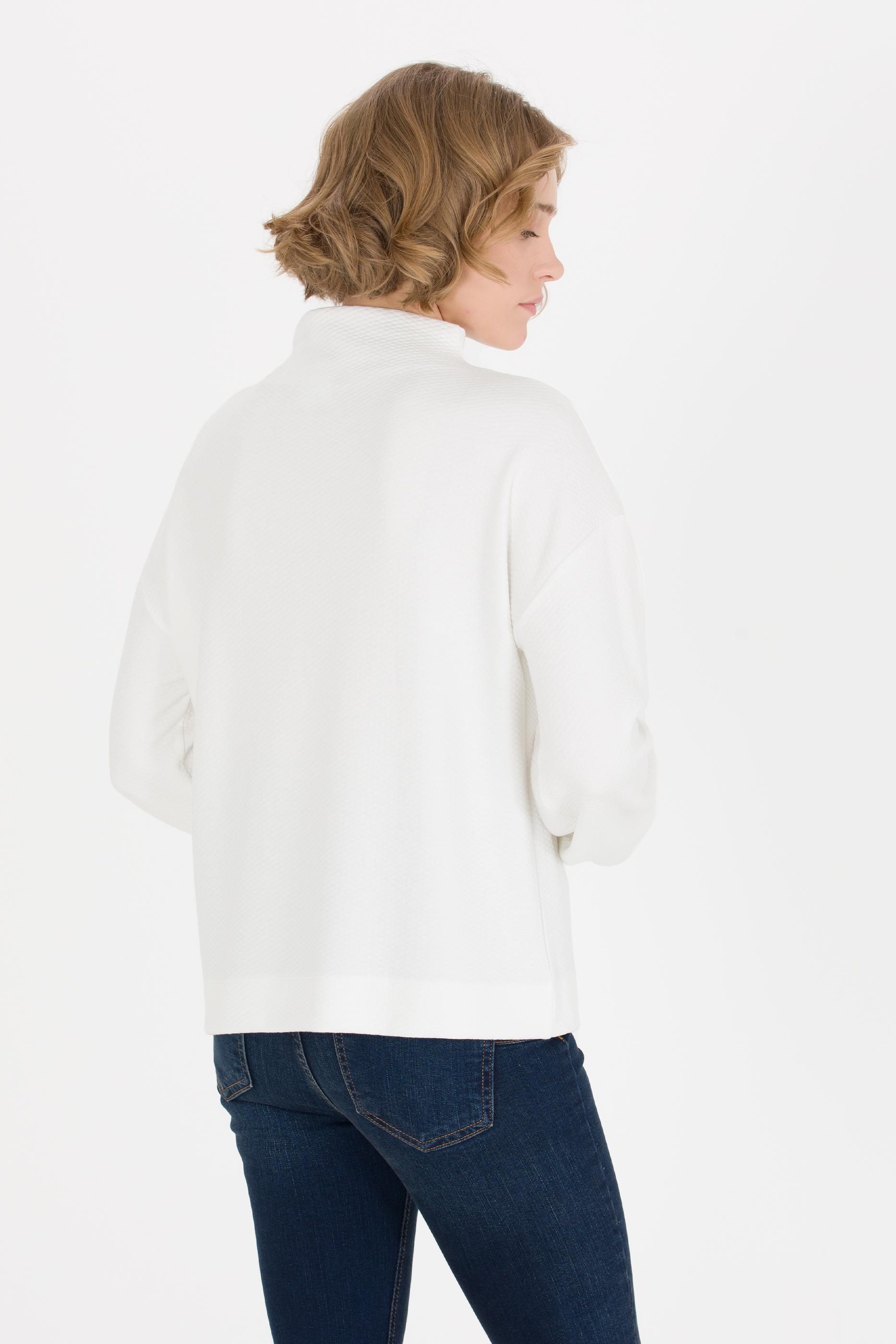 Kadın Ekru Dik Yaka Sweatshirt