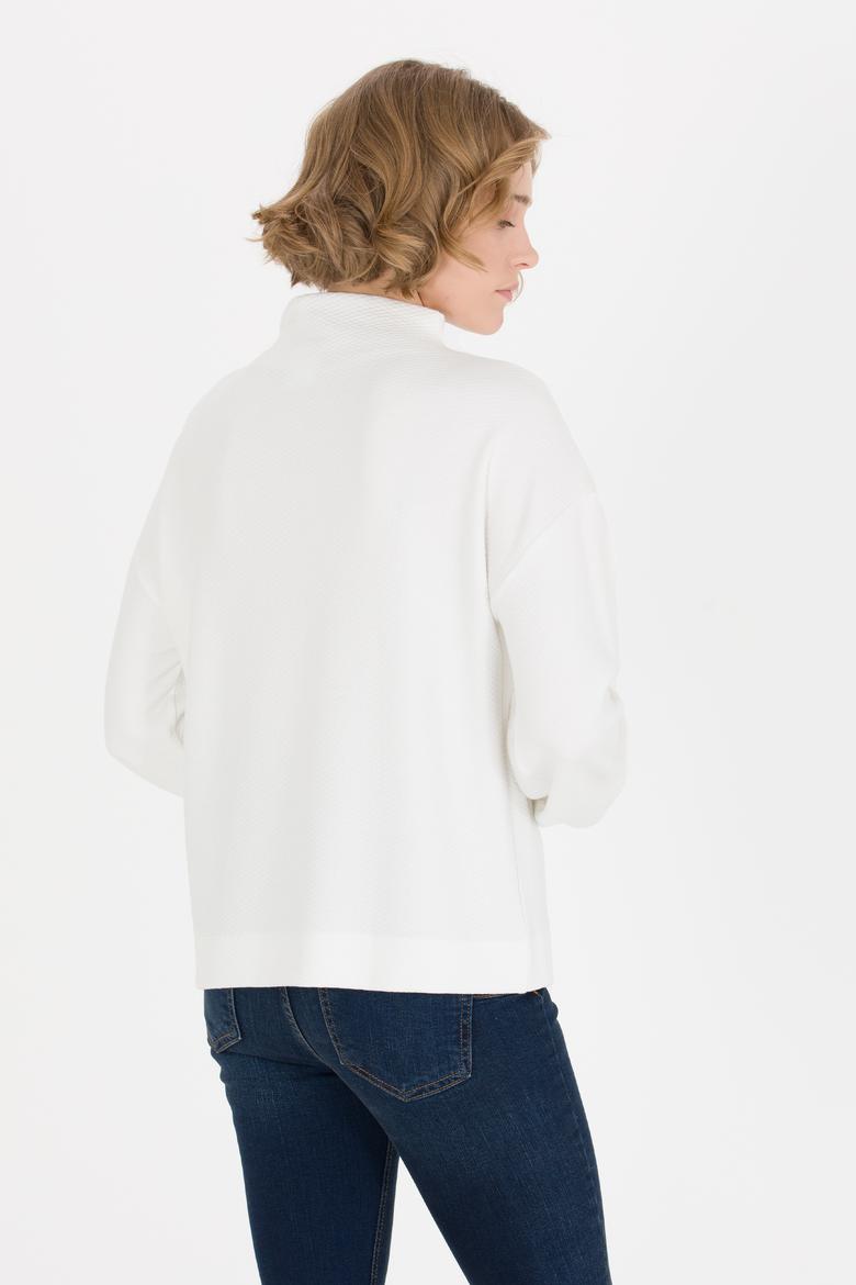 Kadın Ekru Dik Yaka Sweatshirt - 50254465036