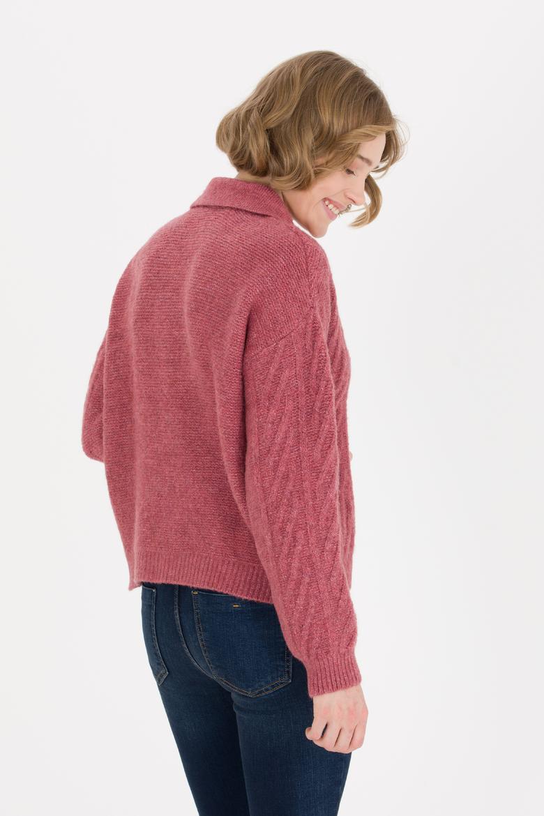 Kadın Pembe V Yaka Kazak - 50256636021