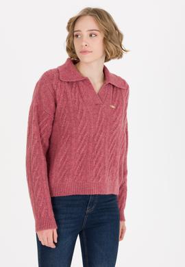 Kadın Pembe V Yaka Kazak - 50256636021