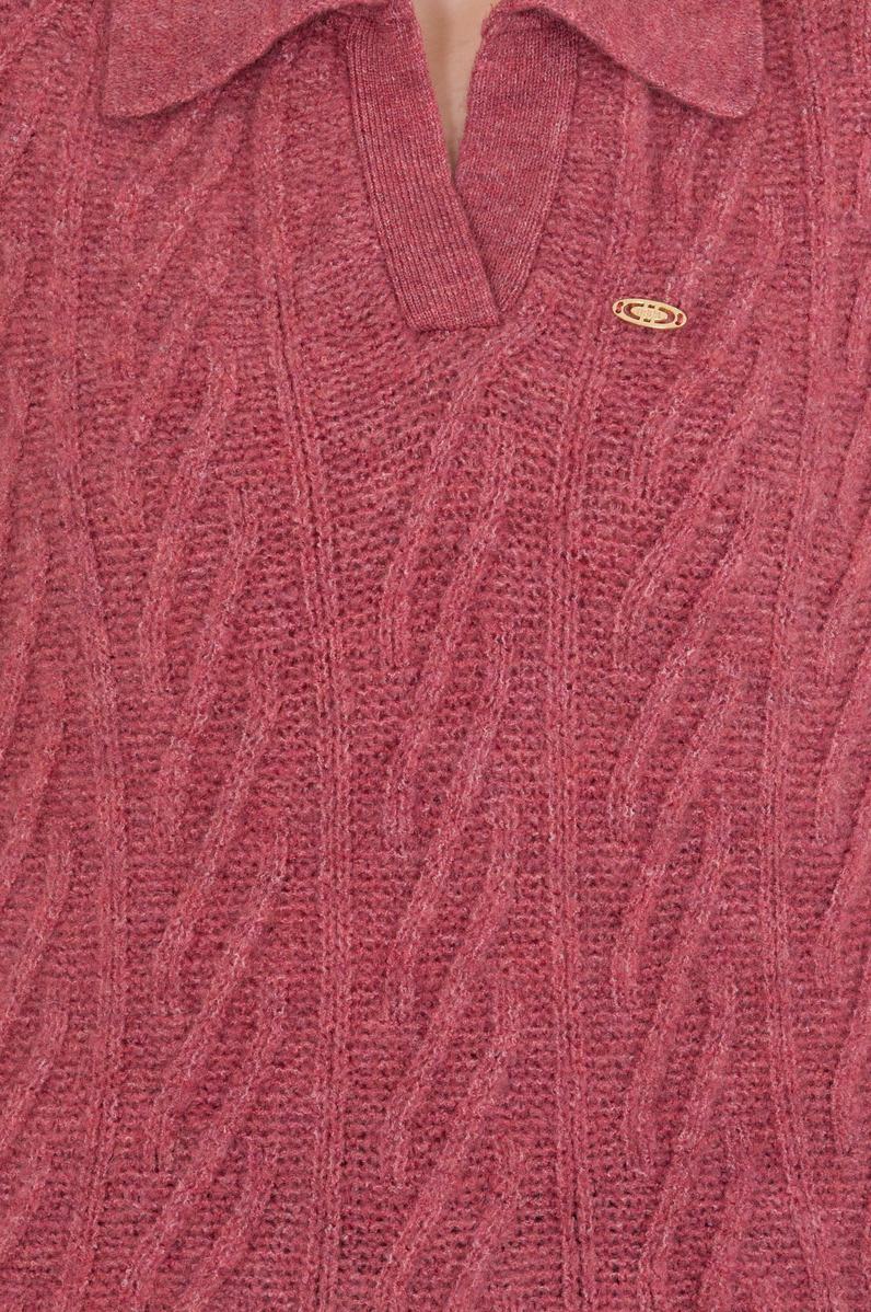 Kadın Pembe V Yaka Kazak