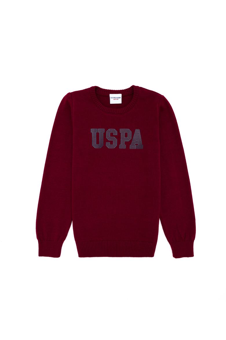 Erkek Çocuk Bordo Bisiklet Yaka Triko Kazak