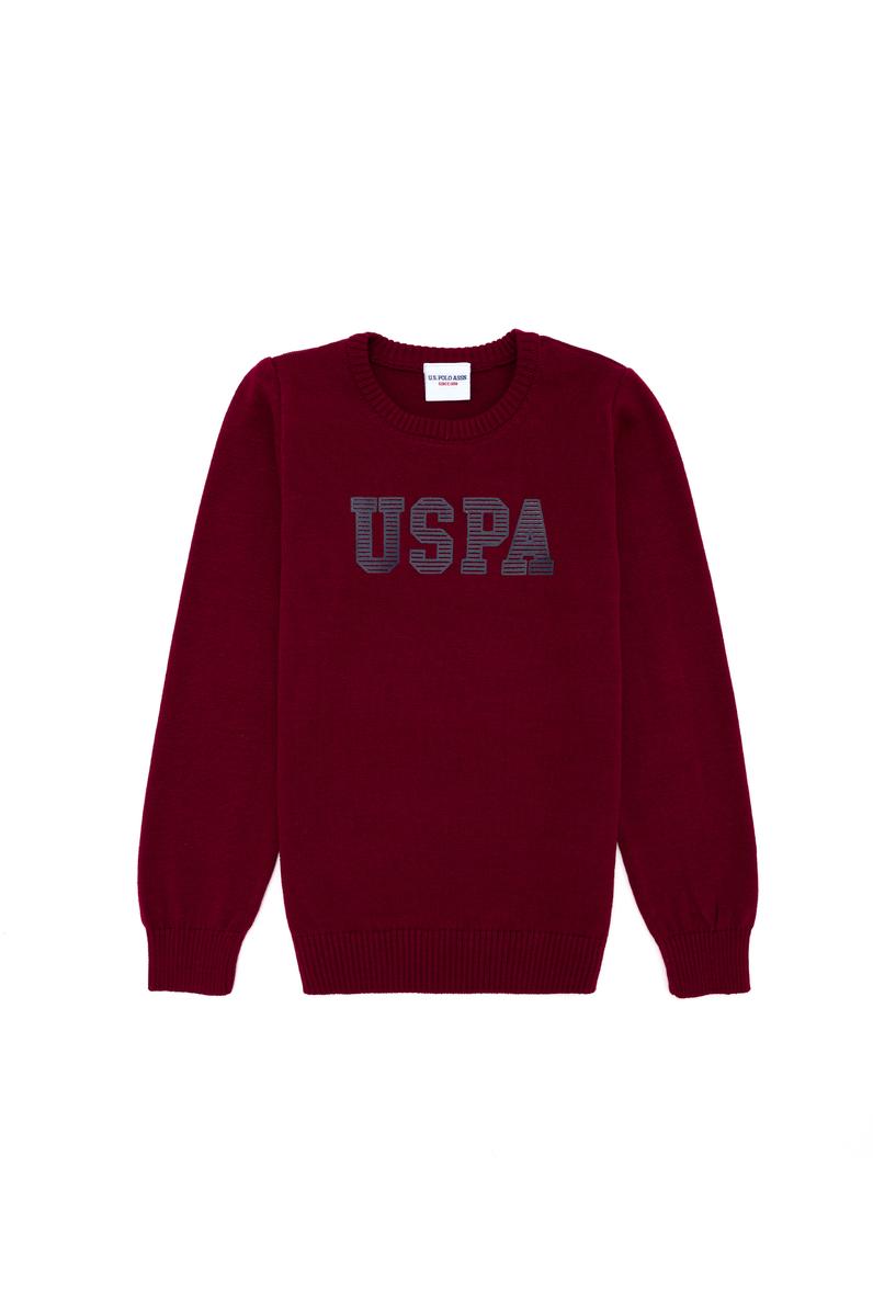 Erkek Çocuk Bordo Bisiklet Yaka Triko Kazak