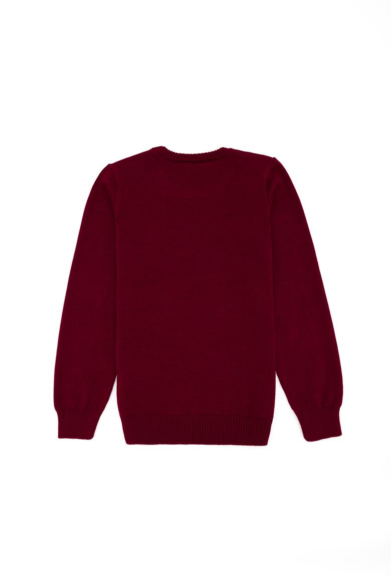 Erkek Çocuk Bordo Bisiklet Yaka Triko Kazak - 50260600005