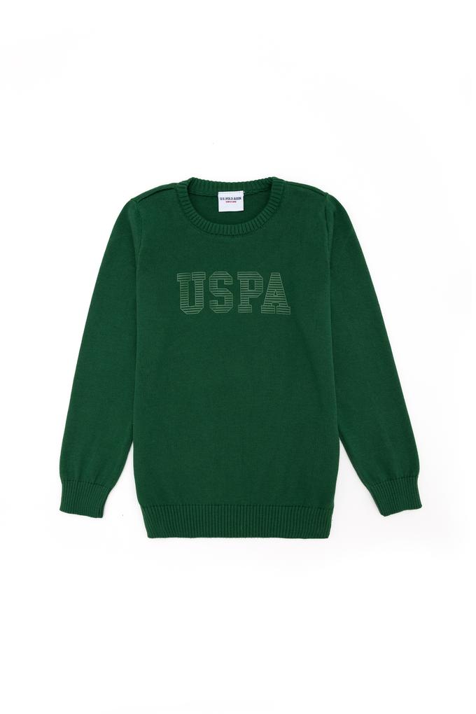 Erkek Çocuk Yeşil Bisiklet Yaka Triko Kazak