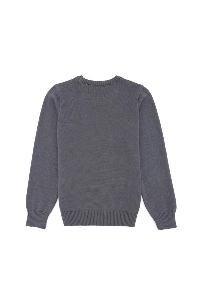 Erkek Çocuk Gri Melanj Bisiklet Yaka Triko Kazak - 50260600045