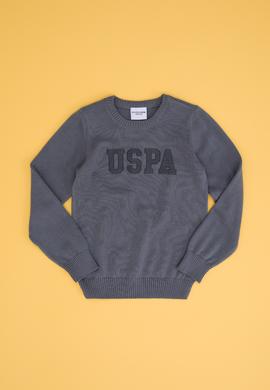 Erkek Çocuk Gri Melanj Bisiklet Yaka Triko Kazak - 50260600045