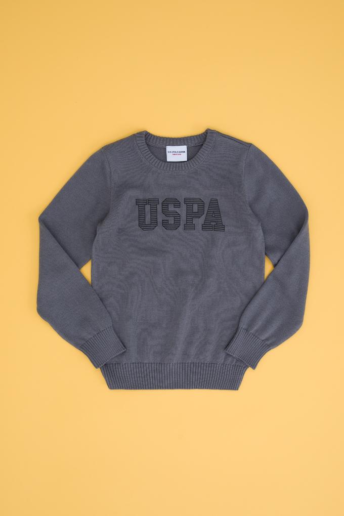 Erkek Çocuk Gri Melanj Bisiklet Yaka Triko Kazak